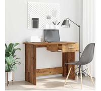 vidaXL Bureau droit 100 x 50 x 76 cm en bois d'ingénierie - finition vieux bois tiroirs