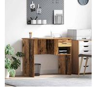 vidaXL Bureau droit Bois ancien 90 x 49,5 x 75 cm en bois d'ingénierie Marron mat, 1 tiroir