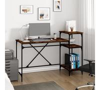 Vidaxl Bureau Et Étagères Chêne Fumé 135x50x90cm Bois D'ingénierie/Fer Multicolore