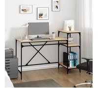 vidaXL Bureau avec Étagères, Table d'Ordinateur avec Rangement, Bureau d'Écriture Maison Intérieur, Industriel, Chêne Sonoma Bois Ingénierie Fer