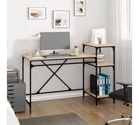 Vidaxl Bureau Et Étagères Chêne Sonoma 135x50x90cm Bois Ingénierie/Fer Multicolore