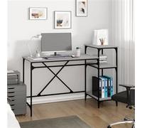 vidaXL Bureau et étagères sonoma gris 135x50x90 cm bois ingénierie/fer Gris G