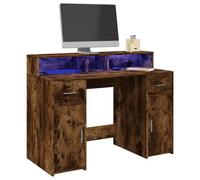 Vidaxl Bureau Et Lumières Led Chêne Fumé 120x55x91cm Bois D'ingénierie Multicolore