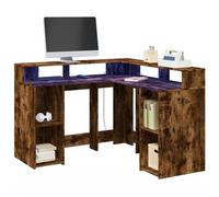 Vidaxl Bureau Et Lumières Led Chêne Fumé 130x130x91cm Bois Ingénierie Multicolore