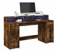 vidaXL Bureau LED Chêne fumé 160x55x91 cm Bois d'ingénierie