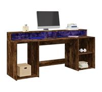 Vidaxl Bureau Et Lumières Led Chêne Fumé 200x55x91cm Bois D'ingénierie Multicolore
