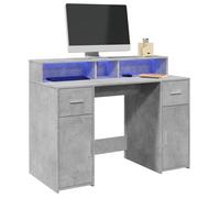 vidaXL Bureau et lumières LED 120x55x91 cm bois d'ingénierie gris béton