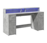 vidaXL Bureau avec lumières LED Gris béton 160x55x91 cm Bois d'ingénierie