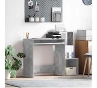 vidaXL Bureau gris béton 106 x 40 x 88.5 cm en bois d'ingénierie avec étagère