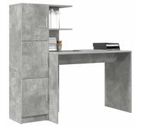 vidaXL Bureau Gris béton 133,5 x 50 x 124 cm 2 pc | Énormément d'espace pour garder vos affaires au même endroit avec plein de compartiments ,