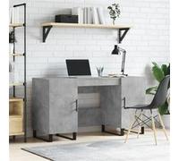 vidaXL Bureau gris béton 140x50x75 cm bois d'ingénierie Gris G