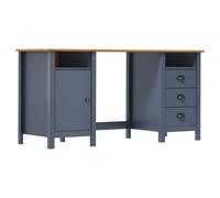 vidaXL Bureau Hill Gris 150x50x74 cm Bois de pin solide