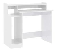 vidaXL Bureau avec Lumières LED Table d'Ordinateur Bureau d'Ecriture Table d'Etude Informatique Blanc Brillant 97x45x90 cm Bois d'Ingénierie