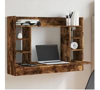 vidaXL Bureau Mural chêne fumé 105x48x75 cm Bois d'ingénierie, Table Murale, Table Suspendue Murale, Bureau Mural avec Rangement