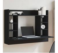 vidaXL Bureau mural suspendu 105x48x75 cm Bois d'ingénierie Noir avec rangement