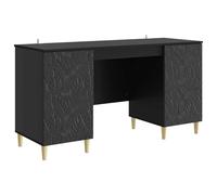 vidaXL Bureau Noir Bois d'ingénierie 142,5 x 50 x 75 cm, Bureau rectangulaire Moderne, Espace de Travail Pratique, Grand Rangement, Design élégant, Bois d'ingénierie