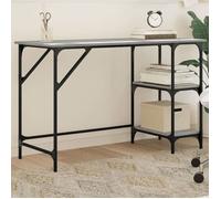 vidaXL Bureau, Table de Travail avec Étagère, Bureau d'Écriture avec Pieds Réglables, Meuble avec Rangement, Moderne, Sonoma Gris Métal et Bois d'Ingénierie
