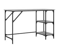 vidaXL Bureau, Table de Travail avec Étagère, Bureau d'Écriture avec Pieds Réglables, Meuble avec Rangement, Moderne, Sonoma Gris Métal et Bois d'Ingénierie