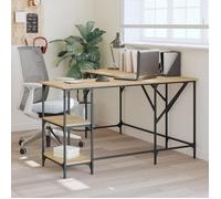 vidaXL Bureau d'ordinateur 837588, industriel avec étagères et pieds, finition chêne