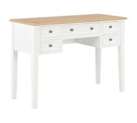 vidaXL Bureau – Table d'ordinateur avec tiroirs – Bois blanc