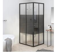 vidaXL Cabine de douche à bandes ESG 90x70x180 cm Noir