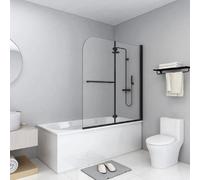 vidaXL Cabine de douche pliante 2 panneaux ESG 120x140 cm noir