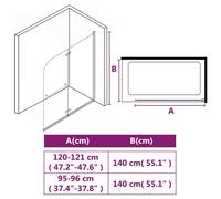 vidaXL Cabine de douche pliante 2 panneaux ESG 120 x 140 cm