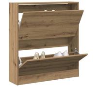vidaXL Cabinet à Chaussures avec étagère Chêne fumé 80 x 21 x 87,5 cm, Meuble à Chaussures Moderne pour Salon, Organiser en Bois, déco Minimaliste et compacte