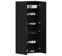 vidaXL Cabinet à Chaussures Noir 80 x 35.5 x 180 cm Bois d'ingénierie, Étagère à Chaussures Moderne, Meuble de Rangement rectangulaire, Organisateur Polyvalent pour intérieur