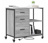 vidaXL Cabinet avec Station de Charge Gris Sonoma 76 x 41 x 72 cm, Rangement de Bureau Moderne, Armoire rectangulaire avec Chargeur, Meuble en Bois, Solutions Pratiques pour Travail