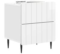 vidaXL Cabinet de Chevet 2 pcs Blanc Brillant 43 x 34,5 x 49,5 cm, Table de Chevet Moderne, Meuble de Rangement rectangulaire, Organisateur élégant pour Chambre
