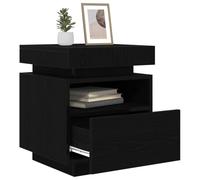 vidaXL Cabinet de Chevet 2 pcs Chêne Noir 40 x 39 x 48,5 cm, Table de Nuit Rustique, Meuble Compact, Organiseur Moderne, avec USB, pour Le déco de Chambre
