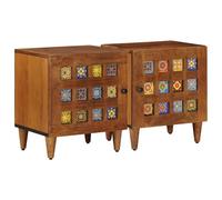 vidaXL Cabinet de chevet 2 pcs Marron 40 x 33,5 x 46 cm