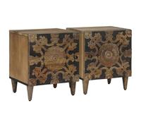 vidaXL Cabinet de Chevet 2 pcs Marron 40 x 33,5 x 46 cm, Table de Chevet rectangulaire, Meuble en Bois Mango, Rangement Compact pour Affaires de Chambre