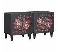 vidaXL Cabinet de chevet avec porte 2 pcs Noir 40 x 33 x 46 cm