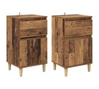 vidaXL Cabinet de chevet avec tiroir 2 pcs Bois ancien 40 x 35 x 70 cm