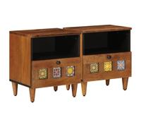 vidaXL Cabinet de chevet avec tiroir 2 pcs Marron 40 x 33 x 46 cm
