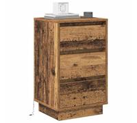 vidaXL Cabinet de Chevet avec tiroir Bois Ancien 39 x 34,5 x 65 cm, Une Table de Nuit Moderne et Compacte, Meuble de Chambre avec Chargeur USB, Bureau Pratique et Élégant