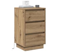 vidaXL Cabinet de Chevet avec tiroir Chêne Artisanal 39 x 34,5 x 65 cm, Une Table de Nuit Moderne et Compacte, Meuble de Chambre avec Chargeur USB, Bureau Pratique et Élégant