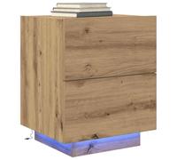 vidaXL Cabinet de Chevet avec tiroir Chêne Artisanal 45 x 40 x 55 cm, Rangement Chambre, Table de Nuit Rustique avec tiroirs, Meuble USB, Organiseur Compact