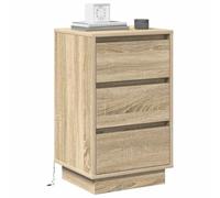 vidaXL Cabinet de Chevet avec tiroir Chêne Sonoma 39 x 34,5 x 65 cm, Une Table de Nuit Moderne et Compacte, Meuble de Chambre avec Chargeur USB, Bureau Pratique et Élégant