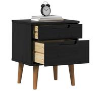 vidaXL Cabinet de Chevet avec tiroir Noir 40 x 35 x 48 cm Pin Massif, Chambre, Armoire Rectangulaire, Meuble en Bois Rustique, Table de Nuit avec Rangement, Dessus en Pin, Décor de Maison