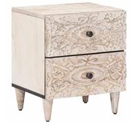 vidaXL Cabinet de Chevet Blanc 40 x 33,5 x 46 cm Bois de Mangue Massif, Table rectangulaire en Bois de Mangue pour Salon, Table de Nuit, Meuble de Rangement Compact