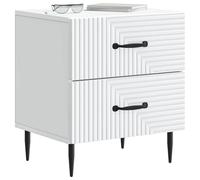 vidaXL Cabinet de Chevet Blanc 43 x 34,5 x 47,5 cm Bois d'ingénierie, Table de Nuit spacieuse, unité Vintage, Meuble élégant pour Organiser Votre Chambre, en Bois reconstitué