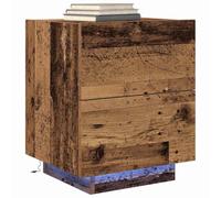 vidaXL Cabinet de Chevet Bois Ancien 45 x 40 x 55 cm Bois d'ingénierie, Rangement Chambre, Table de Nuit Rustique avec tiroirs, Meuble USB, Organiseur Compact