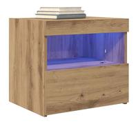 vidaXL Table de chevet chêne artisanal 1 tiroir LED 50x40x45 cm