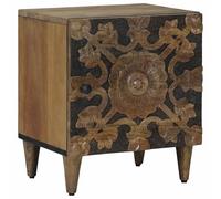 vidaXL Cabinet de Chevet Marron 40 x 33,5 x 46 cm, Table de Chevet rectangulaire, Meuble en Bois Mango, Rangement Compact pour Affaires de Chambre