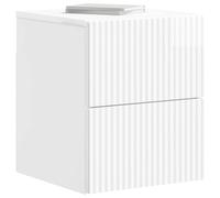 vidaXL Cabinet de Chevet Mural 2 pcs Blanc Brillant 33 x 34,5 x 40 cm, Meuble Mural Vintage, mobilier Compact, Rangement Multifonction, Buffet rectangulaire, Bureau Flottant spacieux