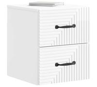 vidaXL Cabinet de Chevet Mural 2 pcs Blanc Brillant 34,5 x 33 x 40 cm, Table de Chevet élégante, Espace Compact, Design Moderne, Style Pratique, pour Une Chambre à Coucher Chic