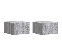 vidaXL Cabinet de Chevet Mural 2 pcs Sonoma Gris 49 x 34,5 x 20 cm, Salon, Bureau Compact, Rangement Mural, Meuble Flottant, Table de Nuit Pratique, Organisateur Moderne
